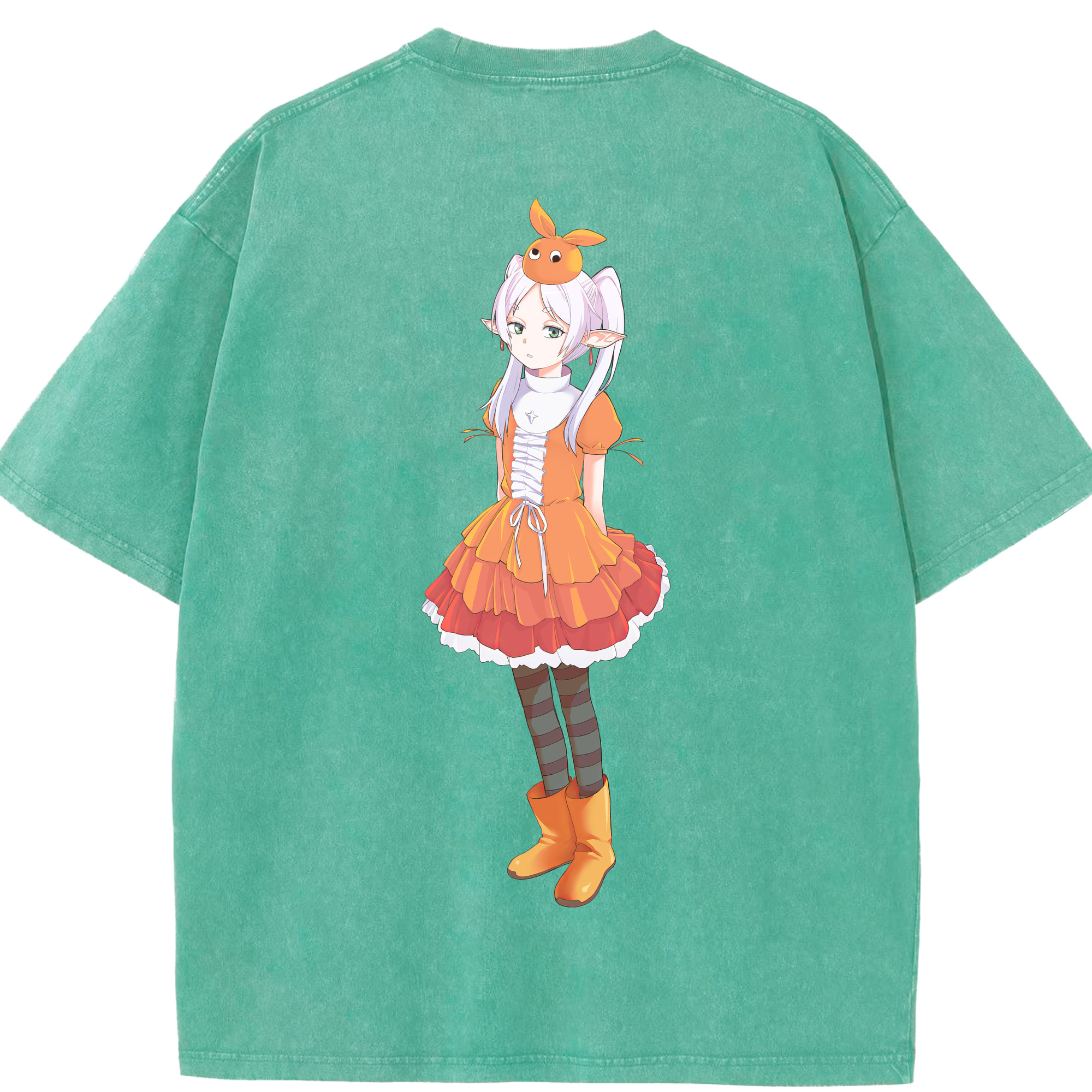 （画像用） 葬送のフリーレン Frieren 綿100% ヴィンテージ風 半袖Tシャツ（背面プリント）